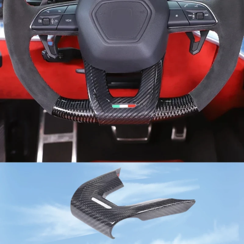 For Lamborghini URUS/Urus SE 2018-2023 Real Carbon Fiber Steering Wheel Decorative Cover Trim Car Accessories Interior