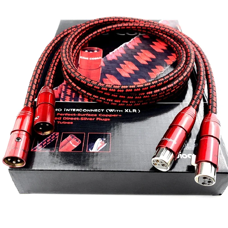 Pair HiFi Audio Interconnect Line King Cobra PSC Copper XLR Balanced Cable with Box