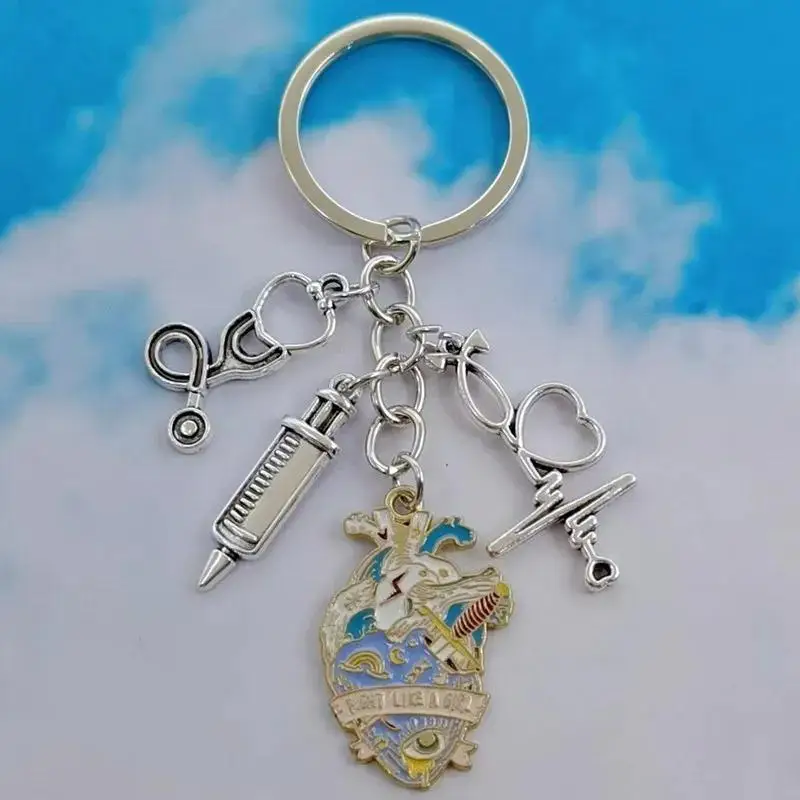 Anatomie-Schlüsselanhänger aus Legierung mit Herz- und Lungenmotiv, Arzt- und Krankenschwester-Taschenanhänger, Schmuck, Geschenke, Dekoration – Detail 1
