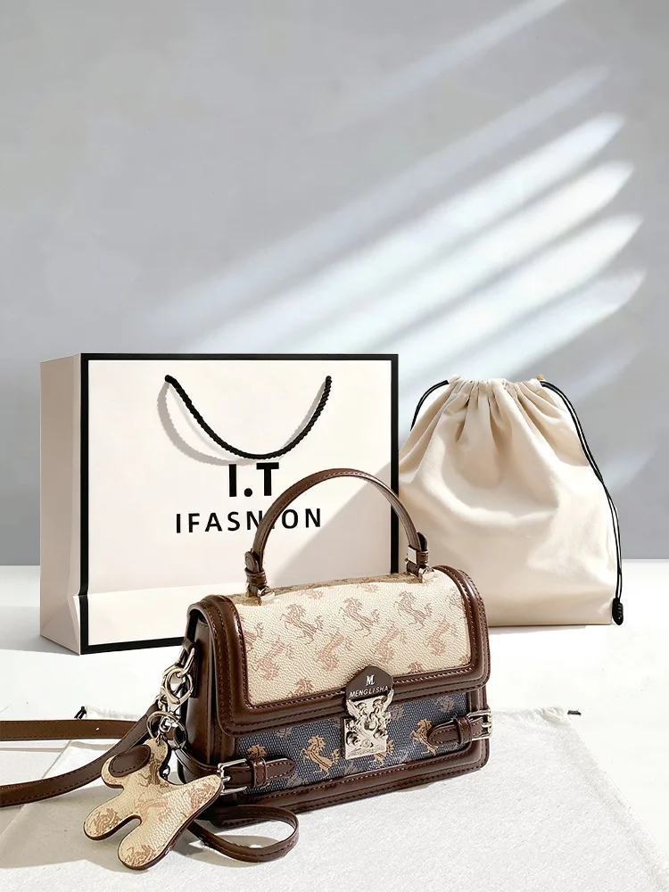 retro-carriage-print-box-bag-women's-autumn-new-high-end-color-collision-small-square-bag-british-style-handbag-leather-material