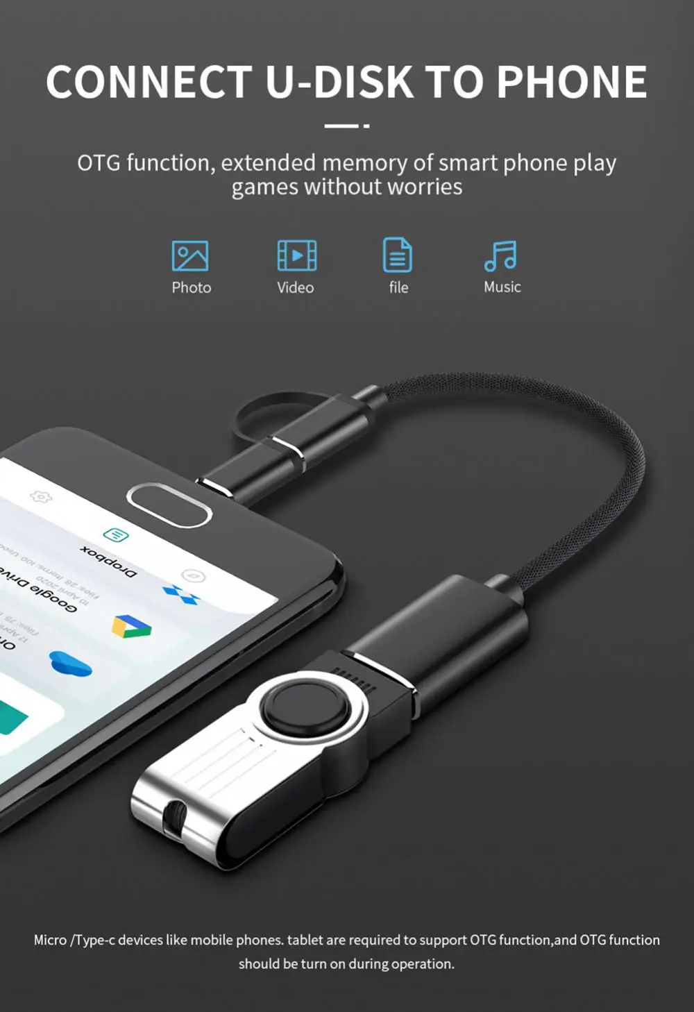 USB 3.0 OTGアダプターケーブル,マイクロUSBタイプCからUSB 3.0,携帯電話インターフェースコンバーター,充電ケーブル,2 in 1,新品,1個