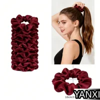 1/60/100/12/24pcs wine red Satin Hair Scrunchies Set For Women Elastic Ties Suitable Ponytail Casual Accessories Headwear Cute - Image 5