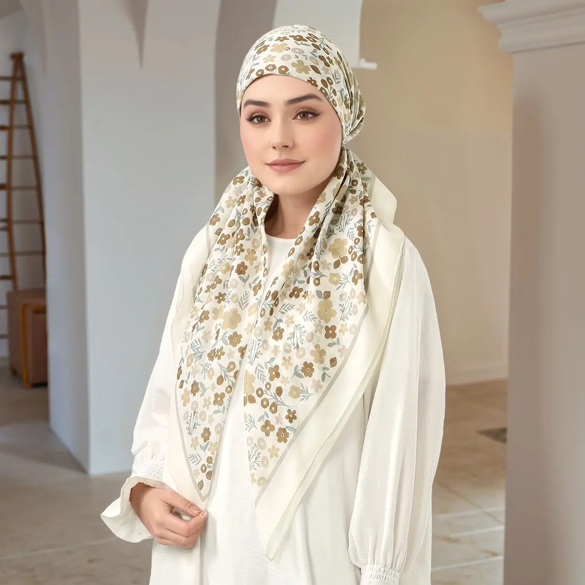 

﻿ Повязка на голову с принтом, женская длинная мусульманская хиджаб, мягкая шляпа, женский модный мгновенный шарф, исламский тюрбан с рюшами, бандана, повязка на голову