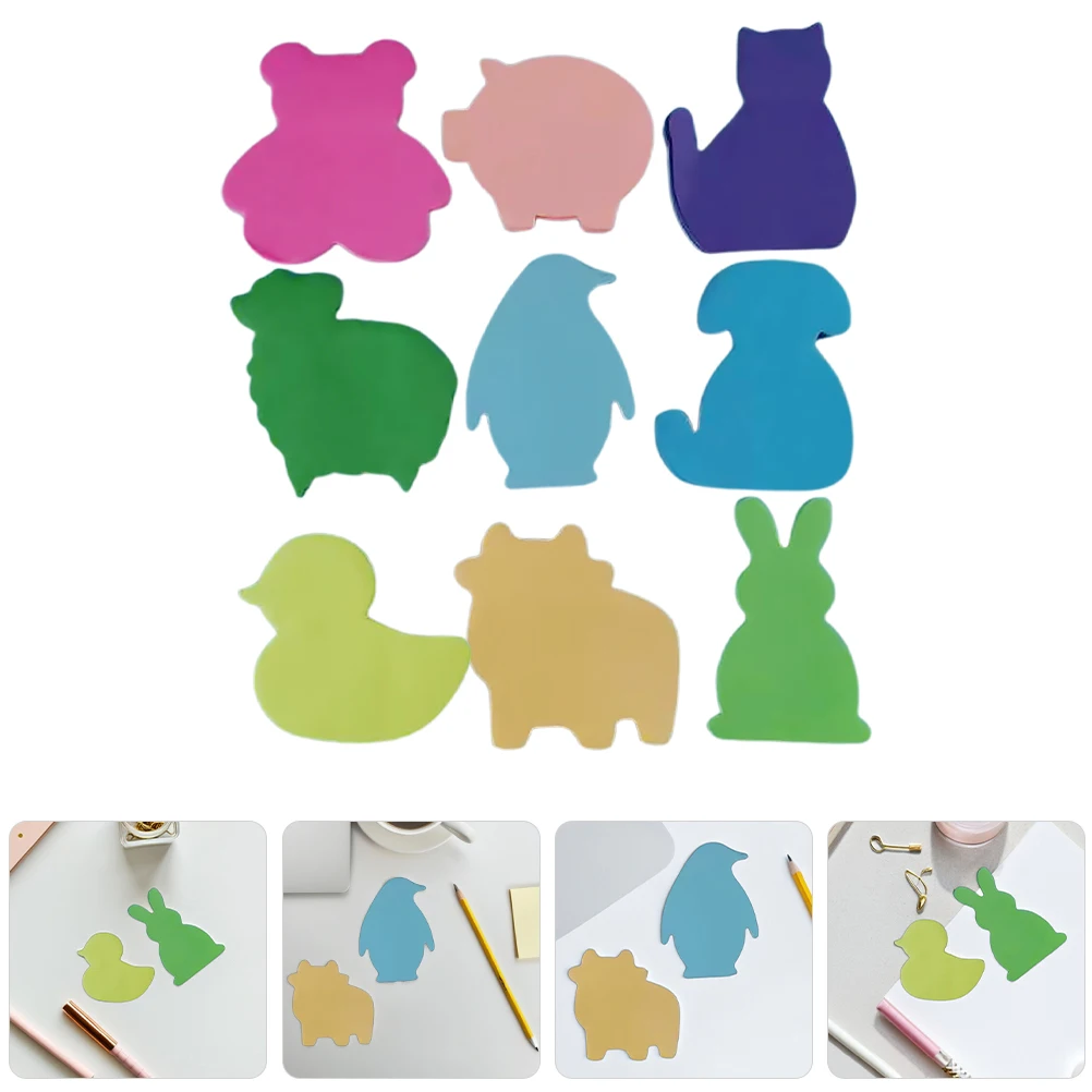 

2 Sets 9 Books/Set Cute Animal Shaped Adhesive Notes Colorful Self-Stick Memo Pads Kawaii Office Supplies For Home School Party