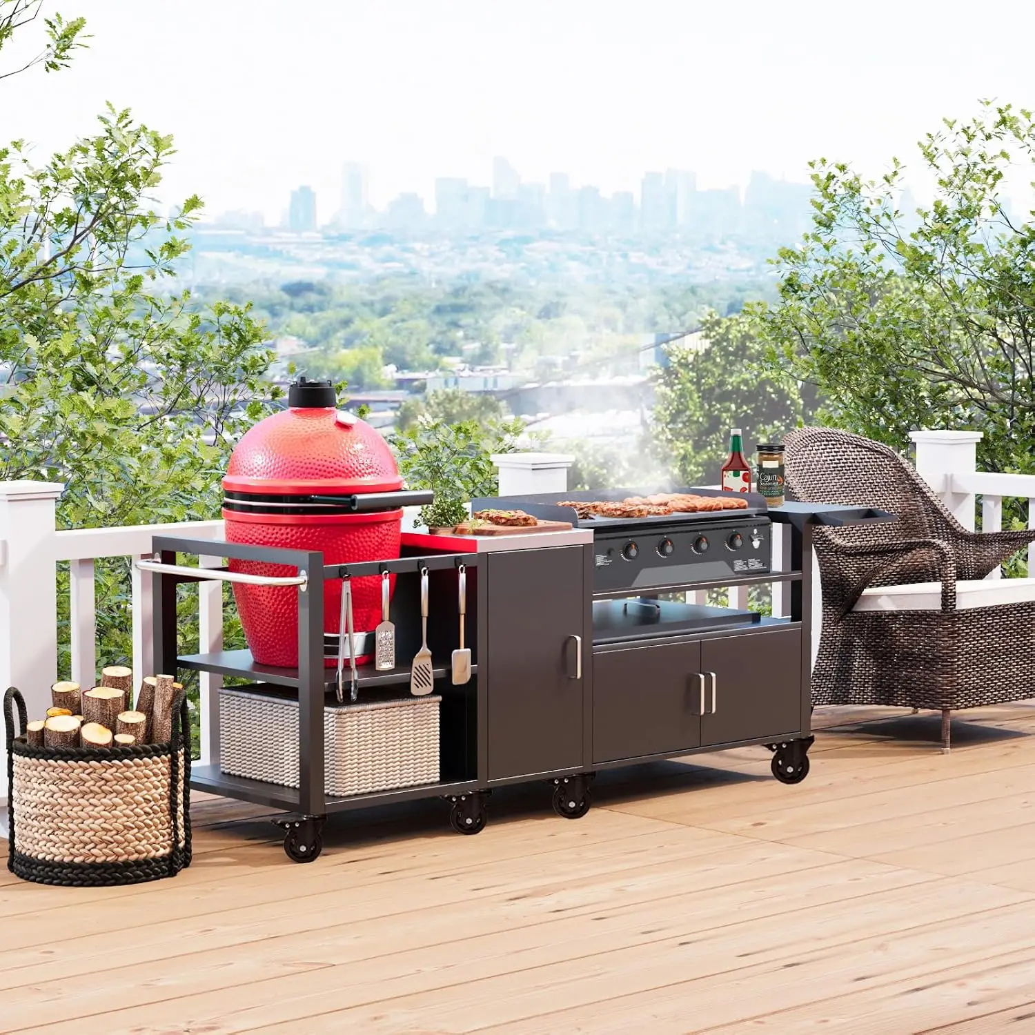 Grill Cart for Large Green Egg & 28