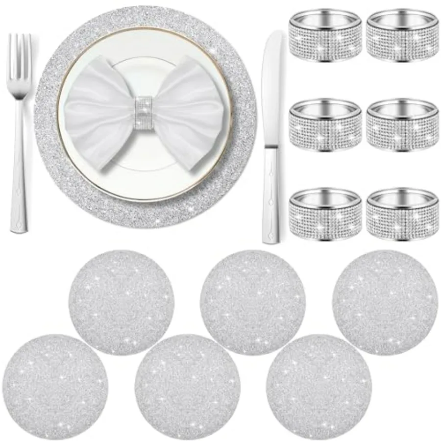 

Набор из 12 серебряных кольц для салфеток с эффектом дробленого алмаза и стразами, 13x13 дюймов, для украшения свадебных и праздничных столов