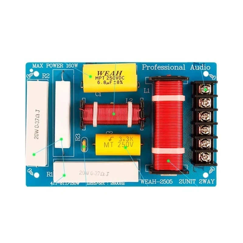 2 Way Audio Frequency Divider 160W Speaker Crossover Filter Board for HiFi Stage Speaker Treble Bass Separation