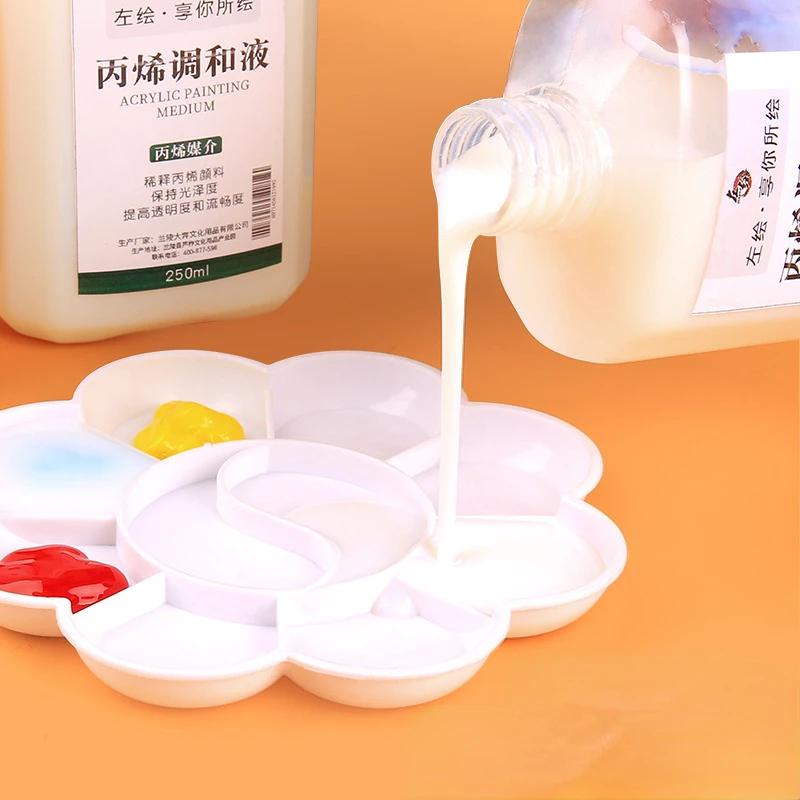 250/500ML Acrylic Blending Liquid Milky White Pigment Dilution Medium Art Painting Professional Accessories Supplies
