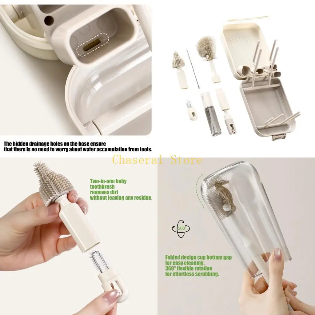 

E7CE Flexible Infant Bottle Cleaning Set Includes Carrying Case And Soap Dispenser