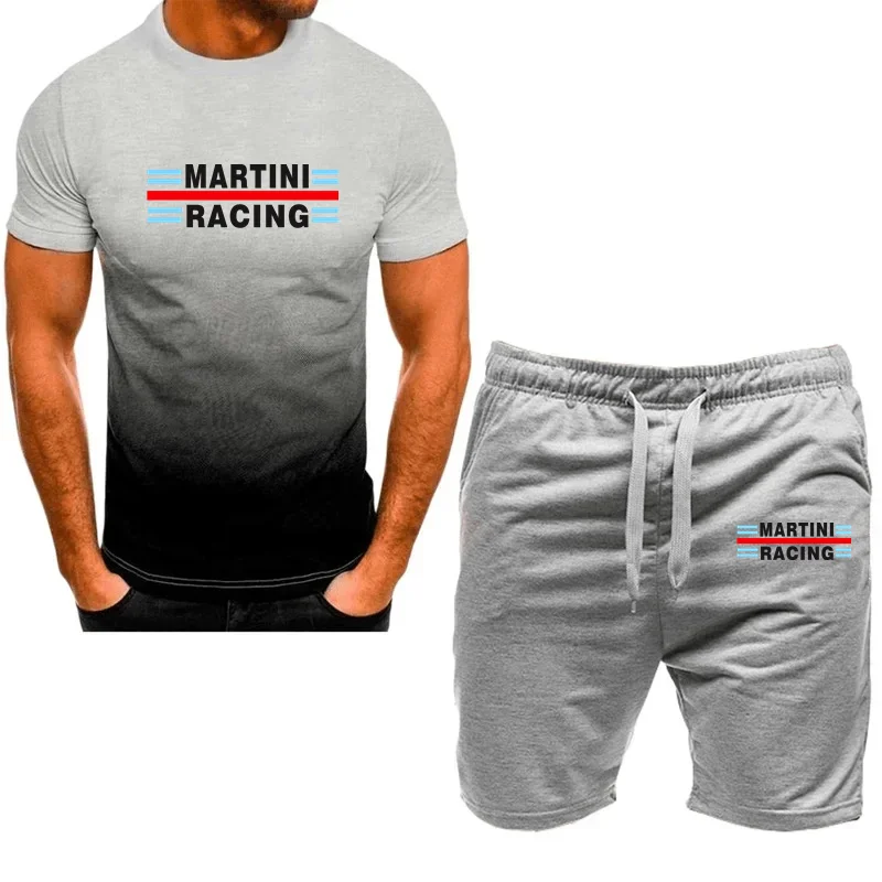 Terno esportivo de duas peças masculino, conjuntos de corrida, traje de treino fitness, camiseta, shorts, confortável, martini, corrida, novo, verão