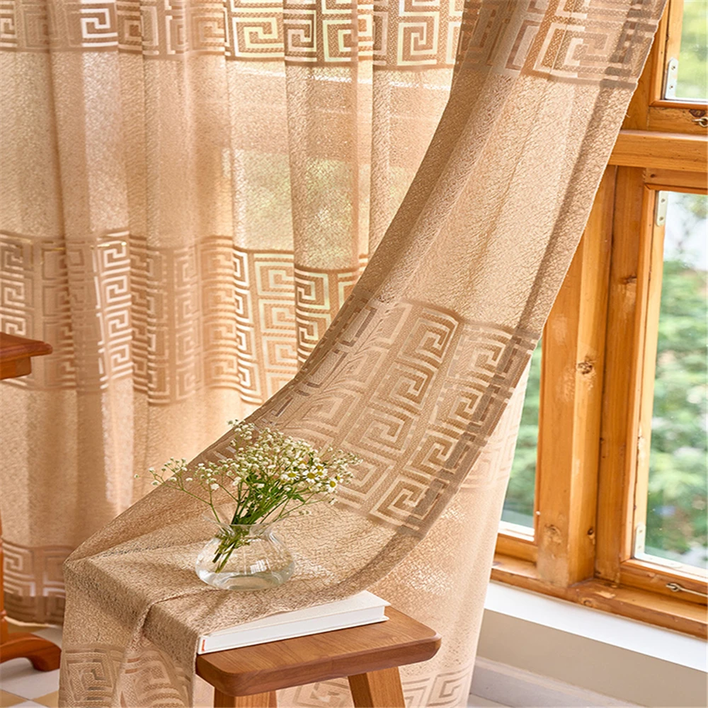 Chinese Classical Retro Light-Transmitting Window Screen Lucky Wheel Curtain Bedroom Living Room Window Living Room Curtain