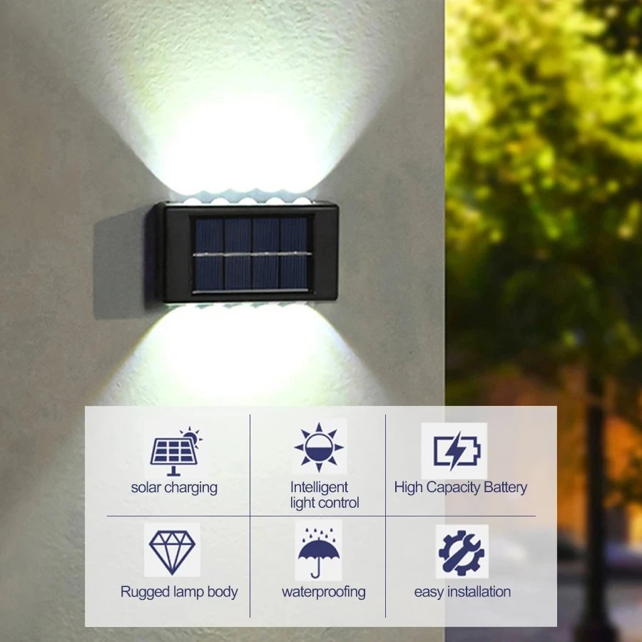 LED Solar Garden Lights Outdoor Waterproof Solar Power Lamp Wall Balcony Stairs Street Light Outdoor Solar LED Lights Sunlight