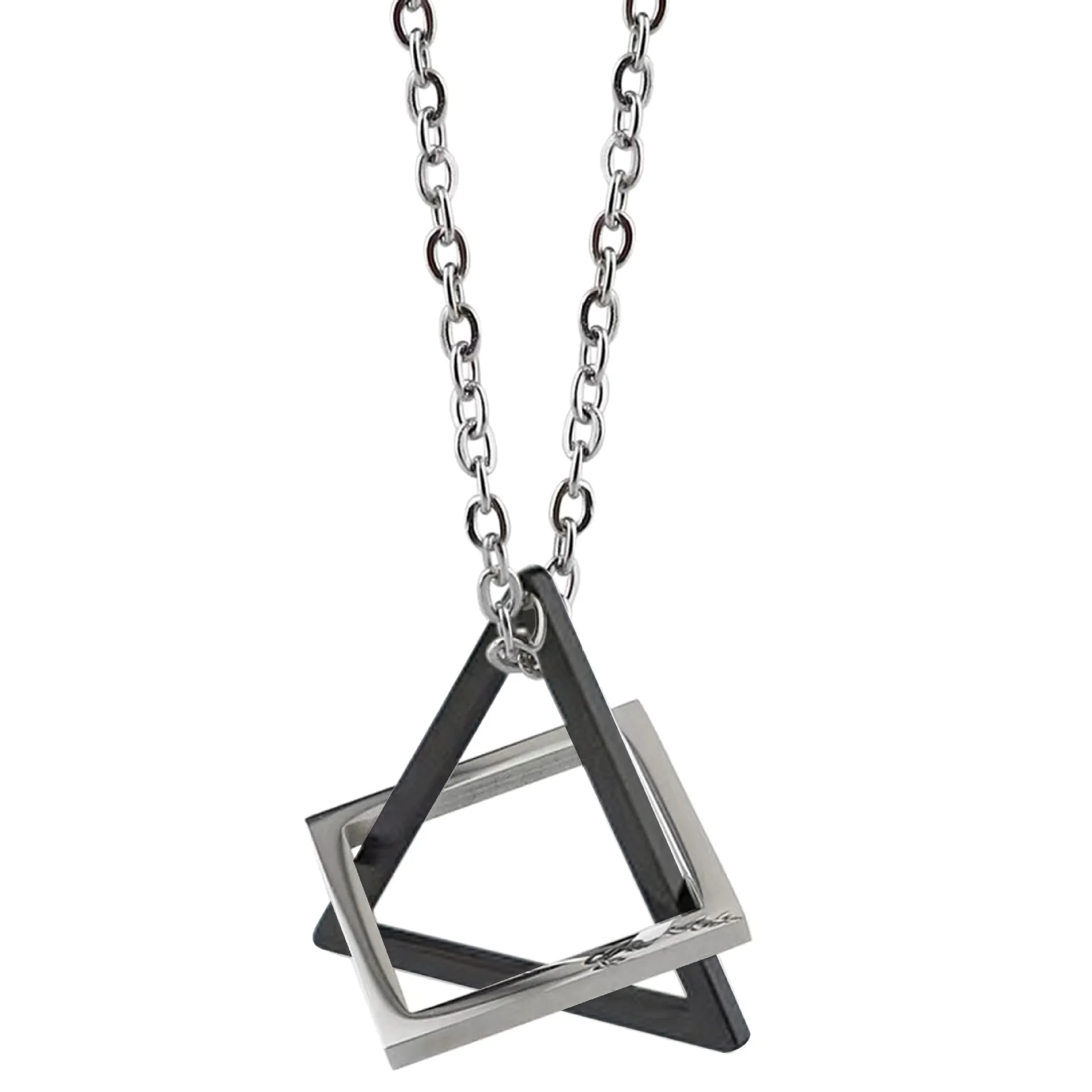 Fashion Couple Geometry Triangle Necklace Hip Hop Pendant Couple Necklace for Men Women Stainless Steel Jewelry Anniversary Gift