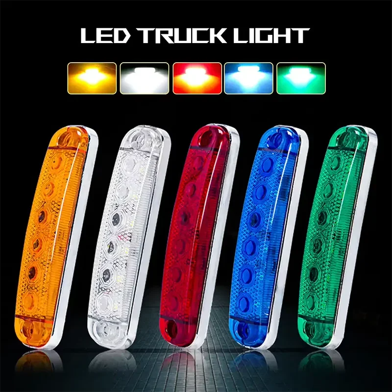 2PCS 6LED Car External Side Marker Light 12V 24V Turn Signal Indicator Light Trailer Rear Warning Rear Light For Car Truck Lorry