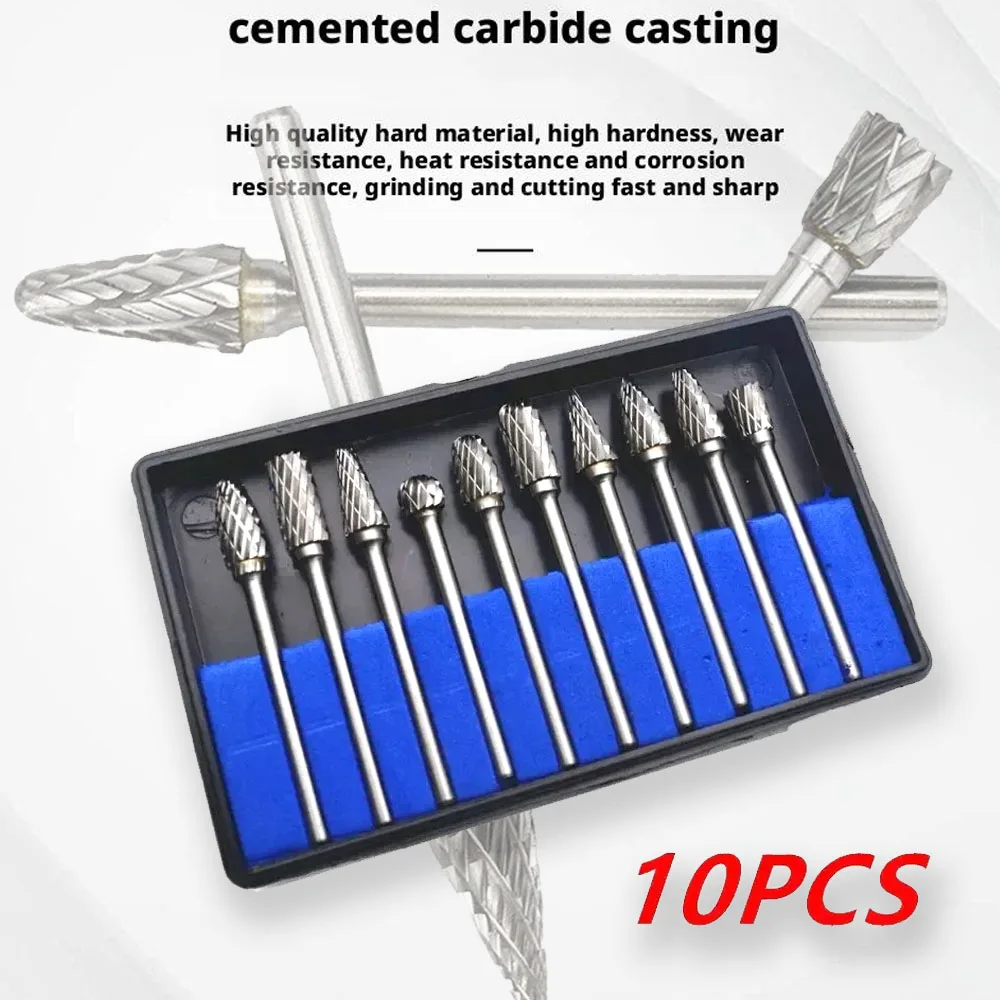 10PCS Carbide Burr Set Compatible with Dremel 1/8