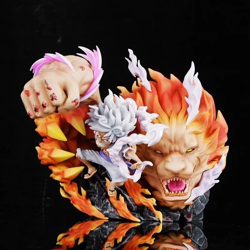 Novos produtos quentes uma peça anime gk leão engrenagem 4 luffy 17cm figuras estatueta modelo de pvc boneca ornamento de mesa crianças ​ Presentes de Natal de brinquedo