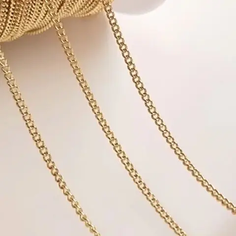 14K Gold Color Horsewhip Cross Chain Ear Line Tassel Chain DIY Jewelry Making Supplies B603