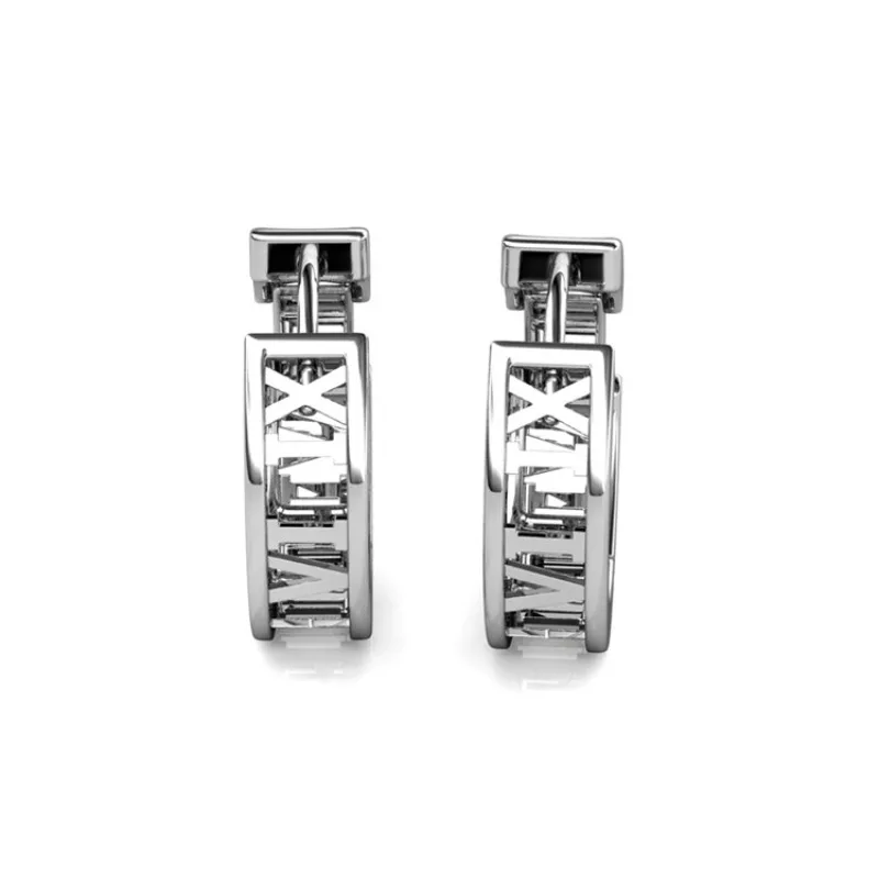Daisini X Letter Hoop Earrings Embellished Crystals From Swarovski for Women Men Fashion Jewelry with 18K White Gold Plated