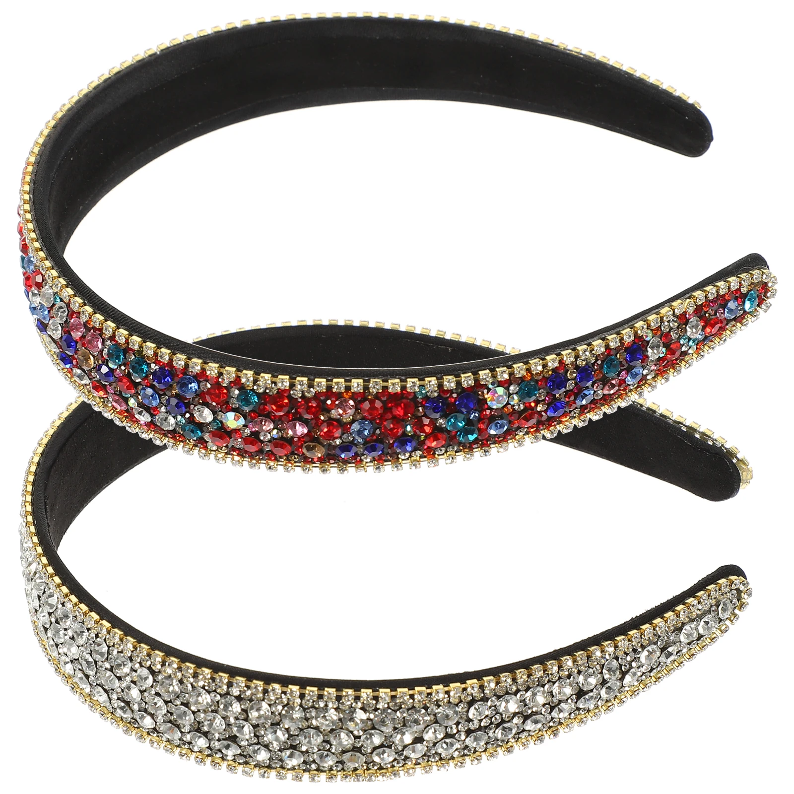 

2pcs Rhinestone Headbands for Women Sparkly Hair Accessories Fashion Headbands Wide Padded Styling Band for Girls