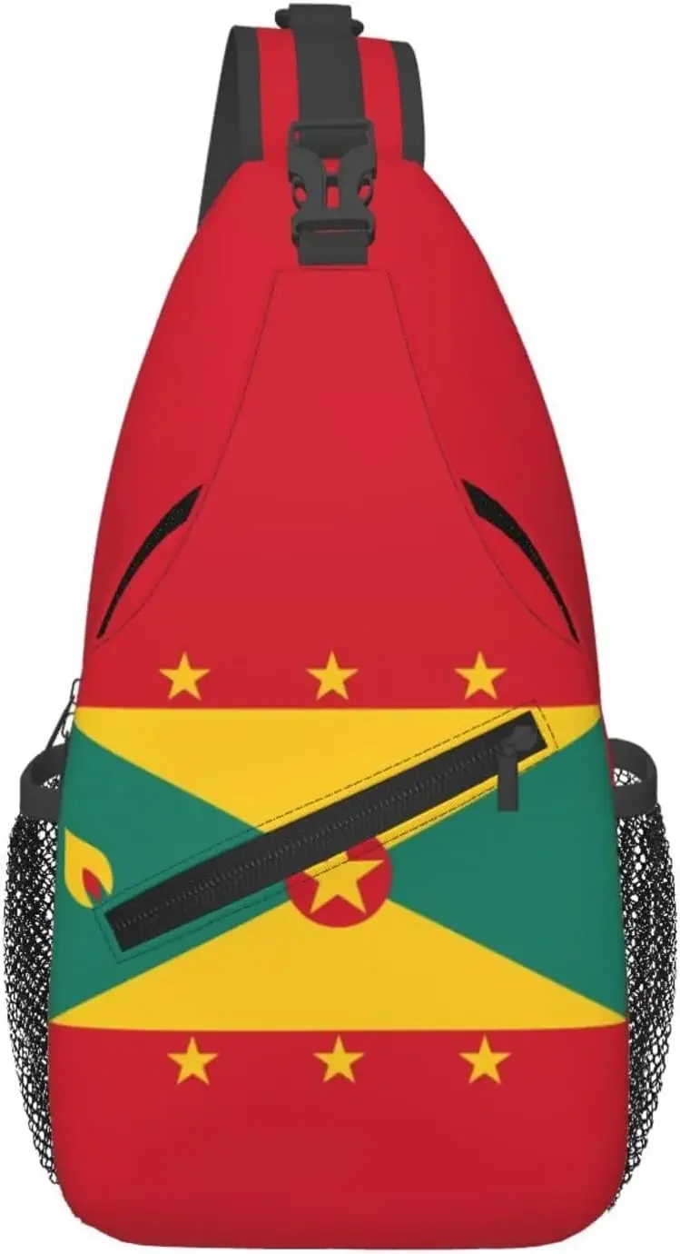 Grenada Flag Sling Bag For Women Men Grenadian Patriotic Crossbody Backpack Chest Daypack Adjustable Shoulder Bag For Hiking Tra