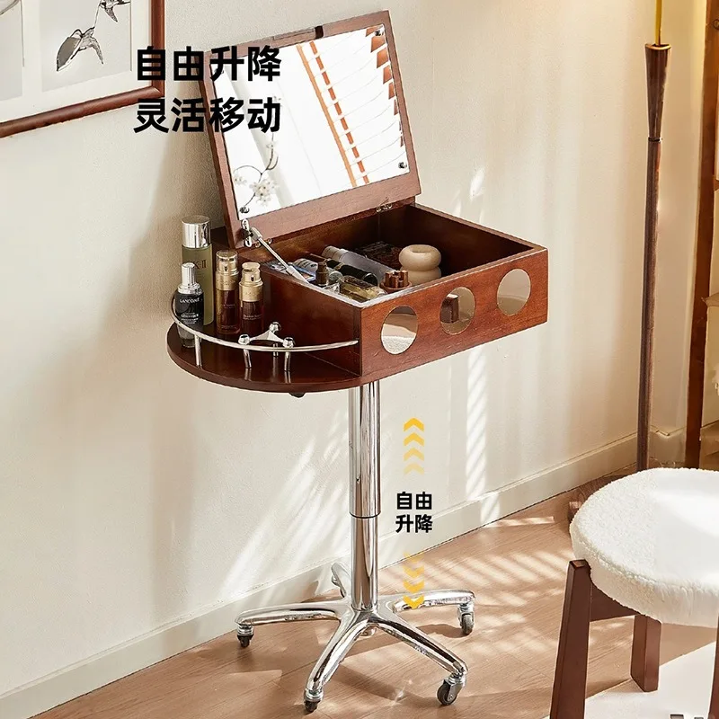 Small apartment master bedroom solid wood lifting movable makeup table c