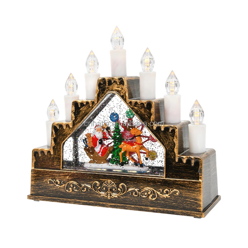 

Mini Christmas Resin Ornaments Candlesticks Factory Wholesale Tabletop Display Xmas Party Shopping Mall Decorations