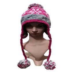 Snowflake Crochet Knitted Beanie Pompom Ball Hat Handmade Cap Winter Women Lady Warm Gift