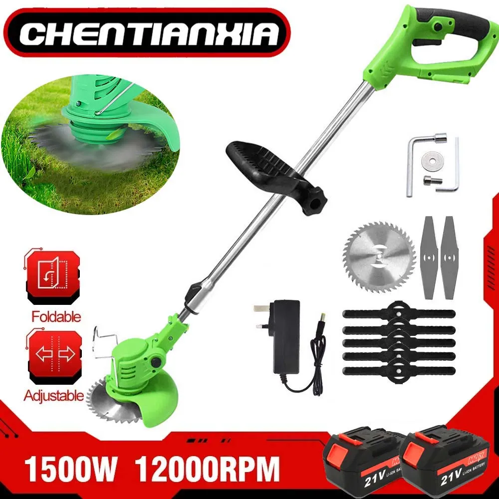 21V Cordless Electric Strimmer Grass Trimmer Weed Cutter Garden Edger 2 Battery