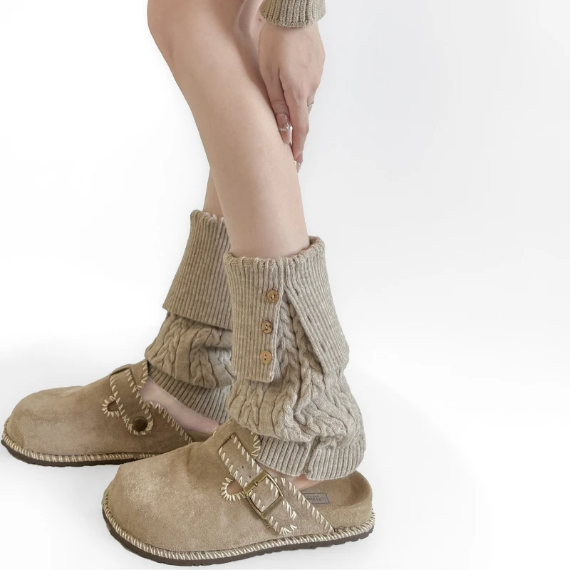 

Autumn and Winter Women Leg Warmers Y2K Knitted Leg Cover Retro Solid Color Long Socks Stockings JK Girl Leg Warmers Foot Cover