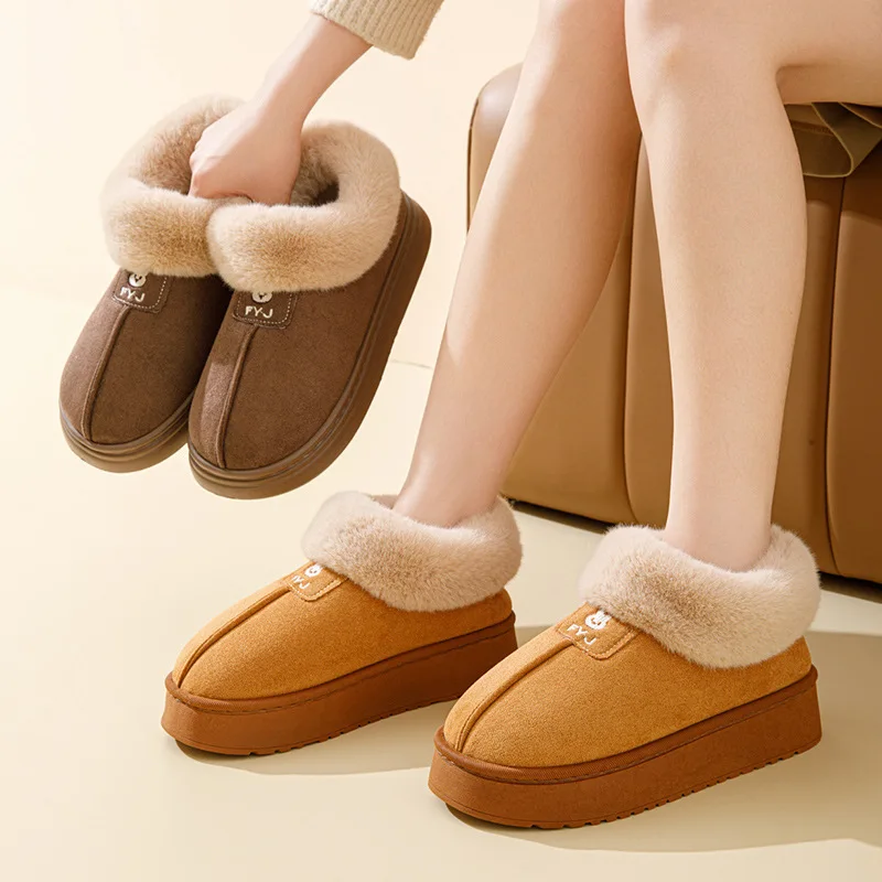 

Cotton slippers 20025 autumn and winter women's home bag and postpartum thick sole warm couple with plush outdoor wear