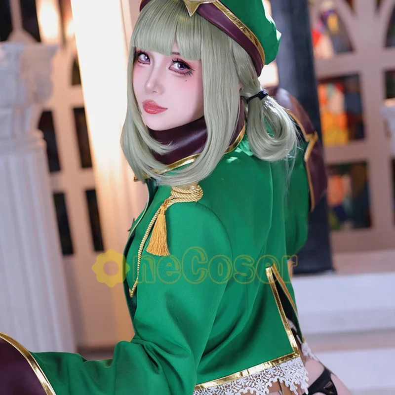 Meninas mágicas Araga Kiwi Cosplay Fantasia, Peruca Leopardo, Uniforme Militar, Chapéu, Sapatos, Enormeeta Mahou Shoujo, Gushing mais