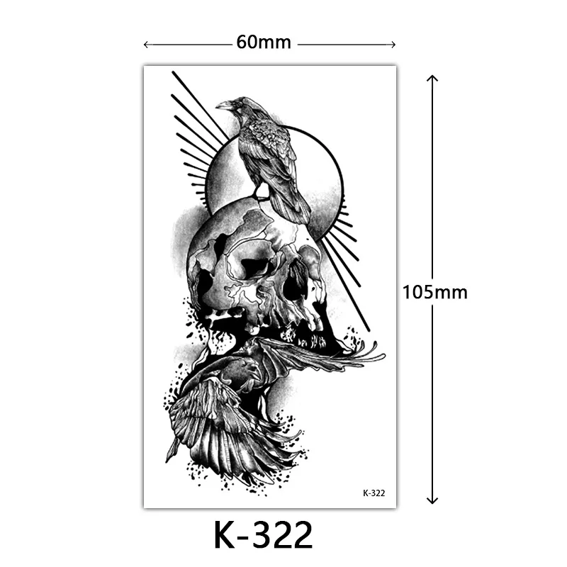 

Наклейки для татуировок в стиле эскизов, водонепроницаемый набор, животное, череп, цветочная бабочка, типография, временный боди-арт для фестиваля, вечеринки