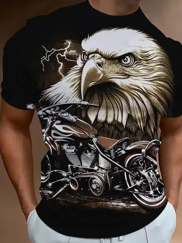 Motorcycle T-shirt Men 3D Print Short Sleeve Vintage Classics TShirt For Mens Street Ride Biker Shirts Tops Oversized Tee Shirt