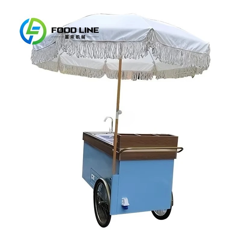 Customized Mobile Ice Cream Hand Push Cart Commercial Vending Cart with Best Price for Street Business