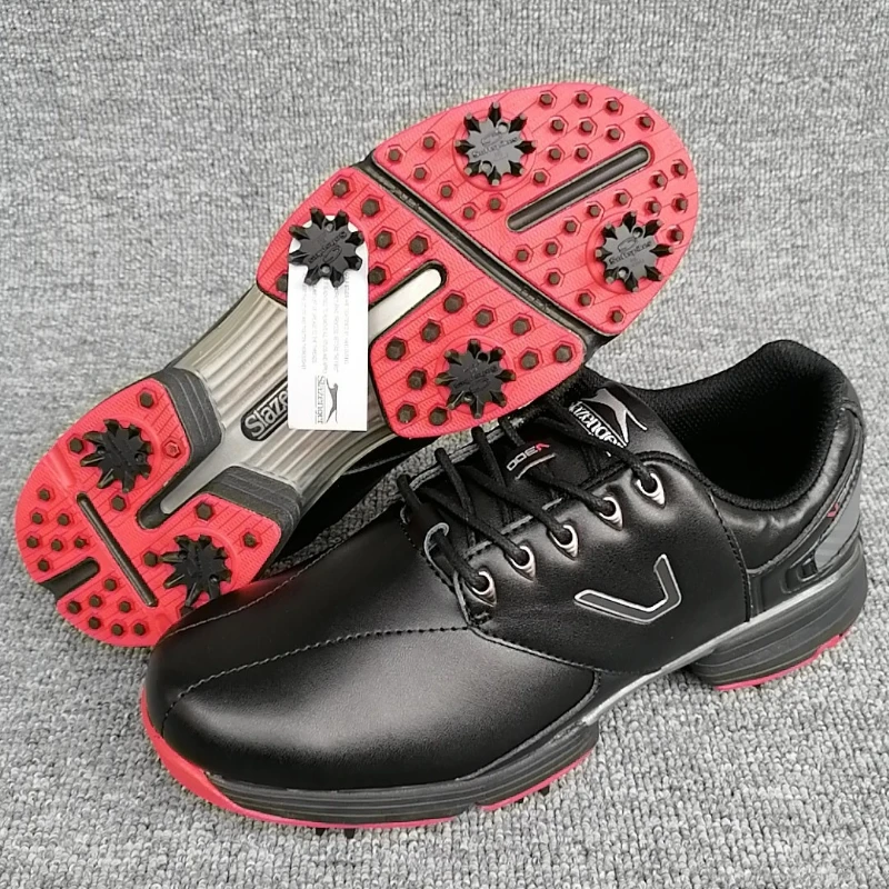 Professional Golf Training Man Black Leather Athletic Shoes Mens Anti Slip Golf Shoes Men