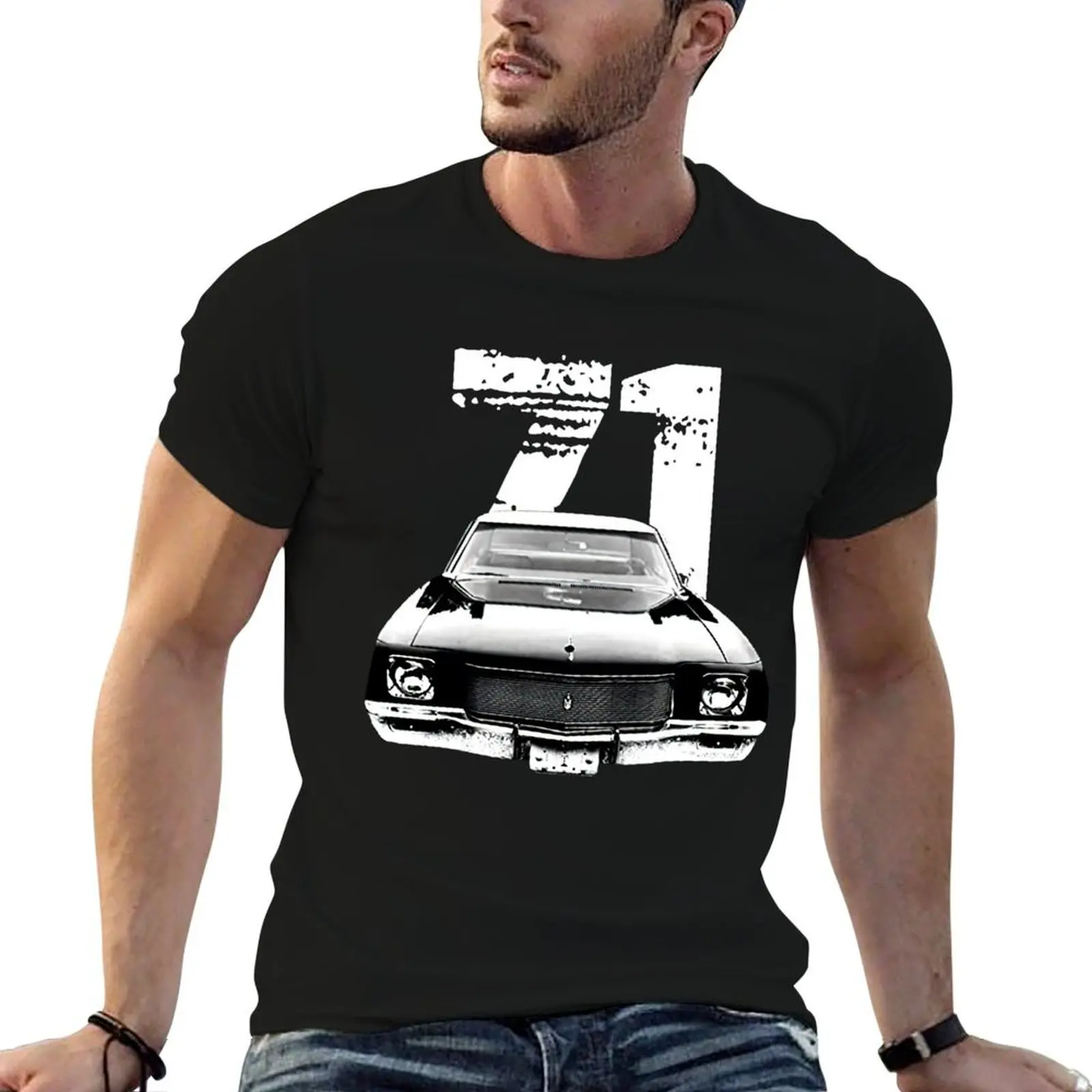 

1971 Monte Carlo Front Grill View Silhouette with Year T-Shirt cotton t shirt pack t shirt for man T-Shirt