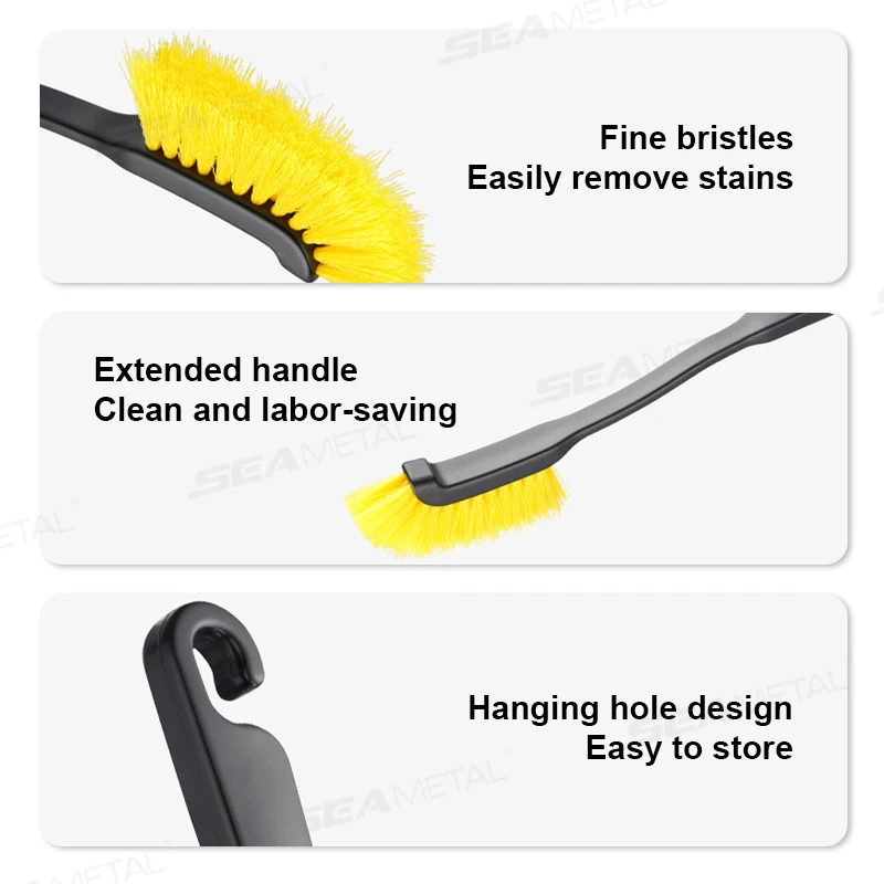 SEAMETAL Car Tire Wheel Rim Cleaning Brush Detailing Brushes Washing Brush Tool Universal Wheel Tire Car Cleaning Accessories