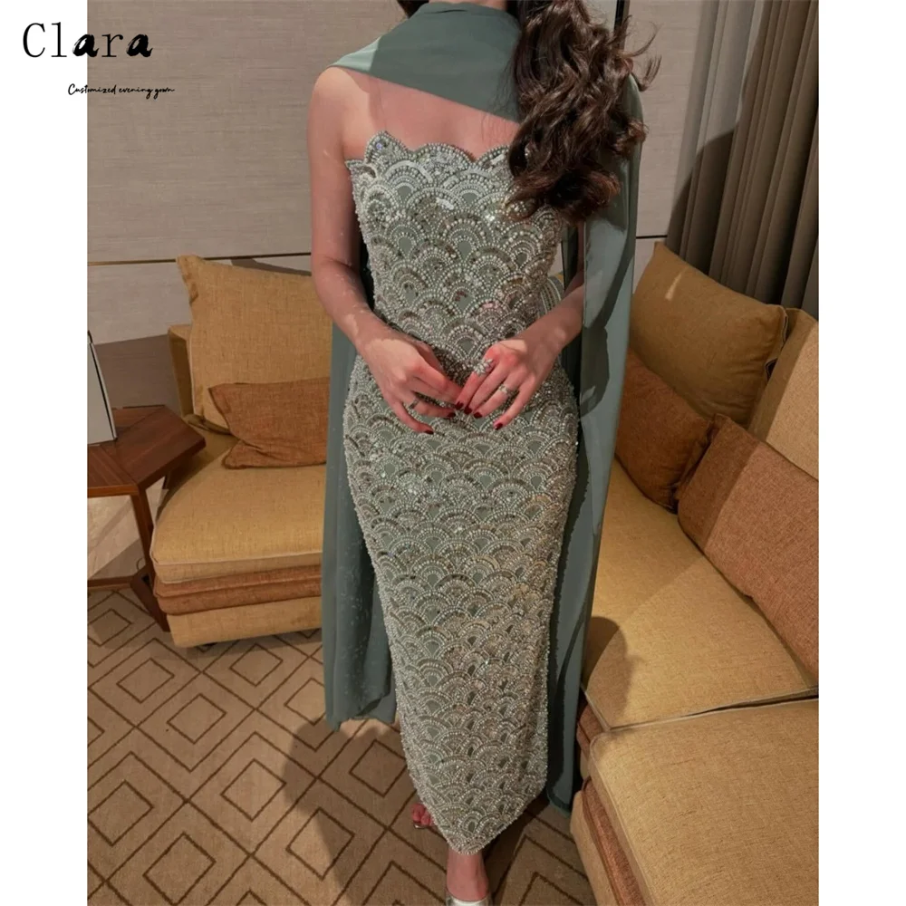 Ärmelloses Galakleid Clara Custom Fish Tail Elegante Abendkleider für Damen Luxuskleider für Abschlussball Glänzende schulterfreie Party