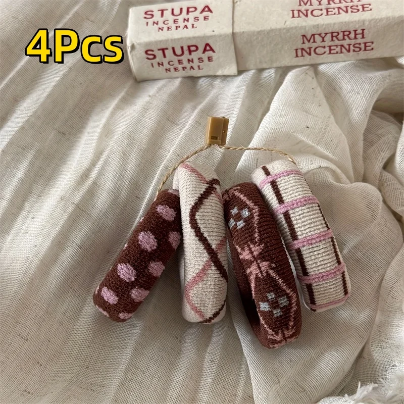 4 Stück böhmische Haargummis für Frauen, weiche elastische Haarbänder, Hahnentrittmuster und Stammesmuster, Haarschmuck, Pferdeschwänze, Dutts und Zöpfe – Detail 8