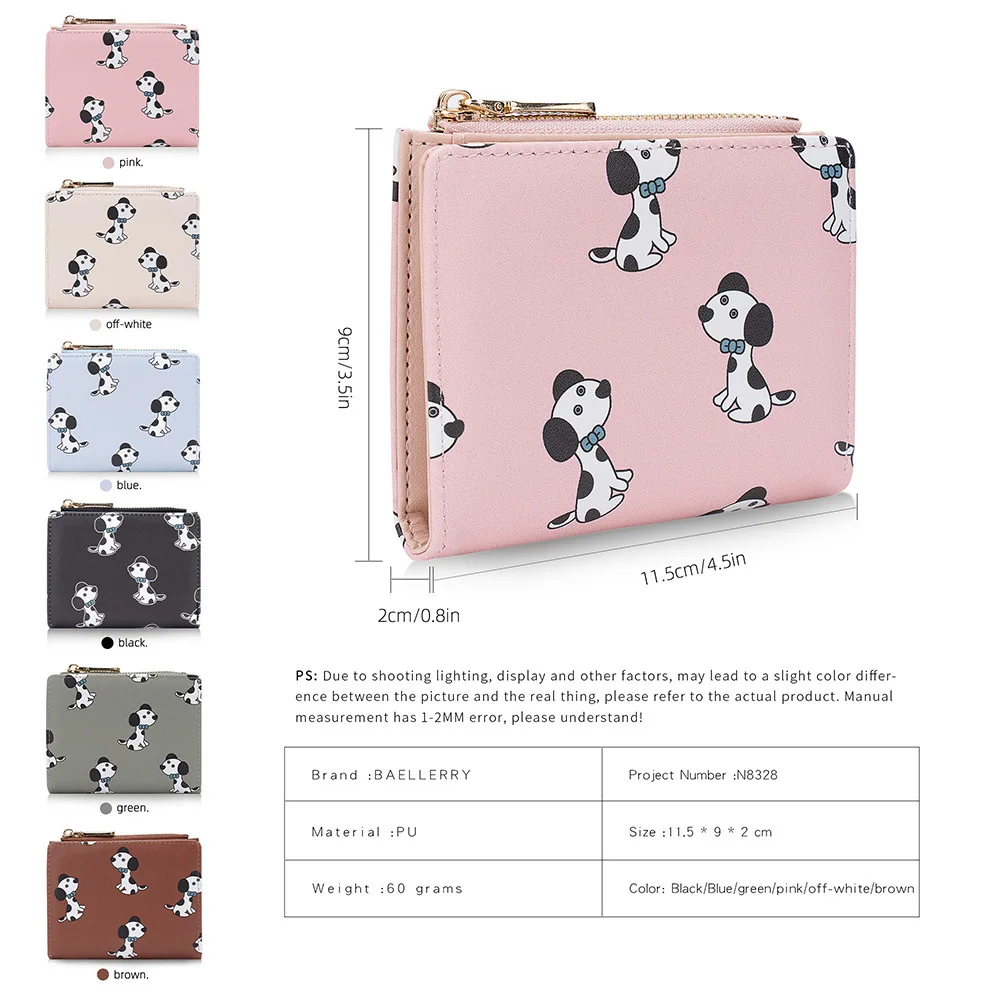 2024 New Cute Cartoon Dog Women portafogli portamonete portafoglio corto in pelle femminile porta carte da donna portamonete Bifold Small Money Bag