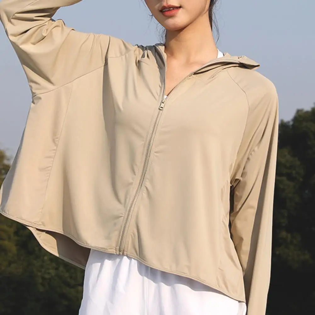 Comfortable Sun Protection Clothing Women’s Sun Protection Hoodie Jacket with Full Zipper Pockets Lightweight Long for Hiking