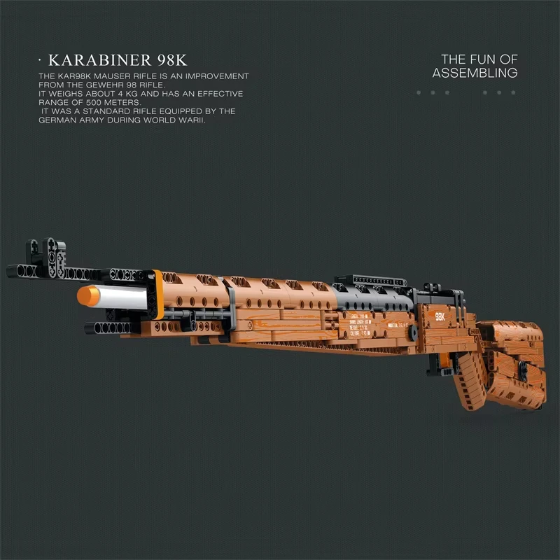 1028 قطعة بندقية قناص Kar98K الإبداعية اللبنات سلاح عسكري سوبر ماغنوم WW2 بندقية نموذج الطوب مجموعات الالعاب هدية للأطفال