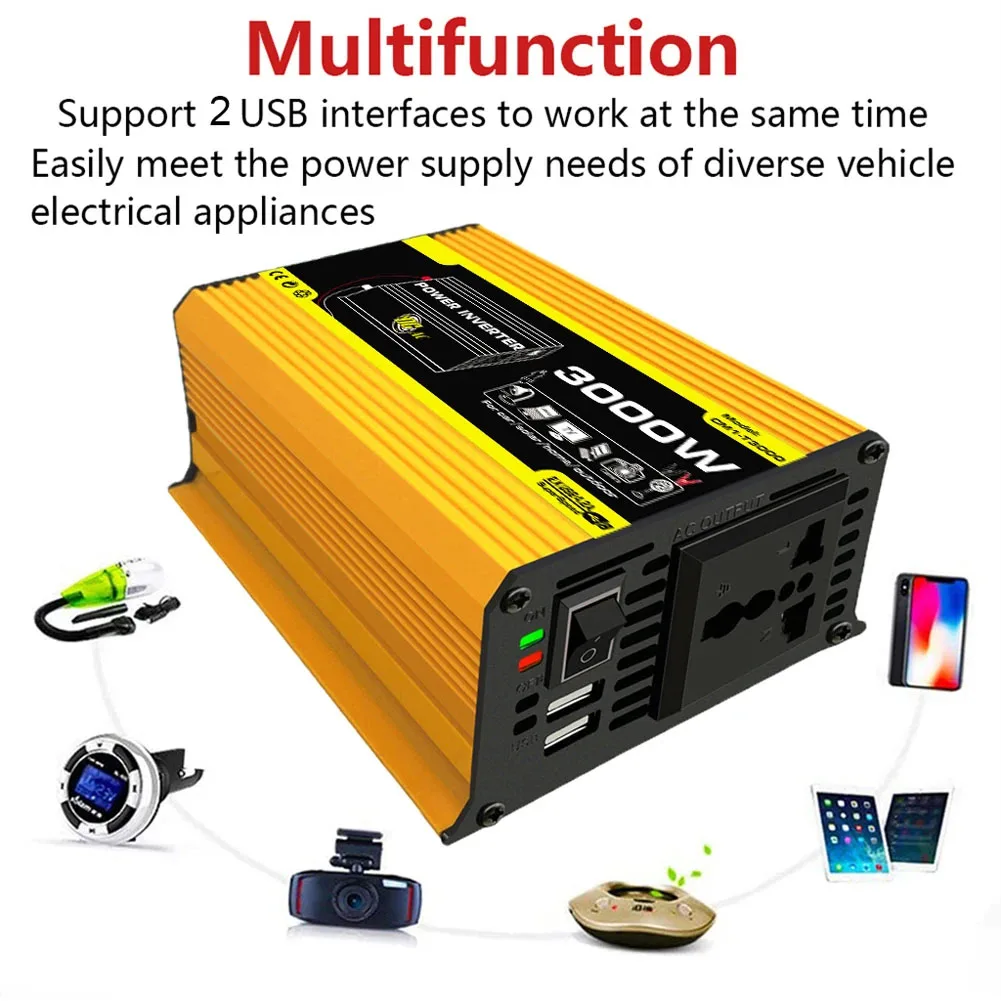 AC Outlet DC V AC Outlet Part Name Advanced Safety Features for Peak Power Car Inverter Car Voltage Transformer Rated Power
