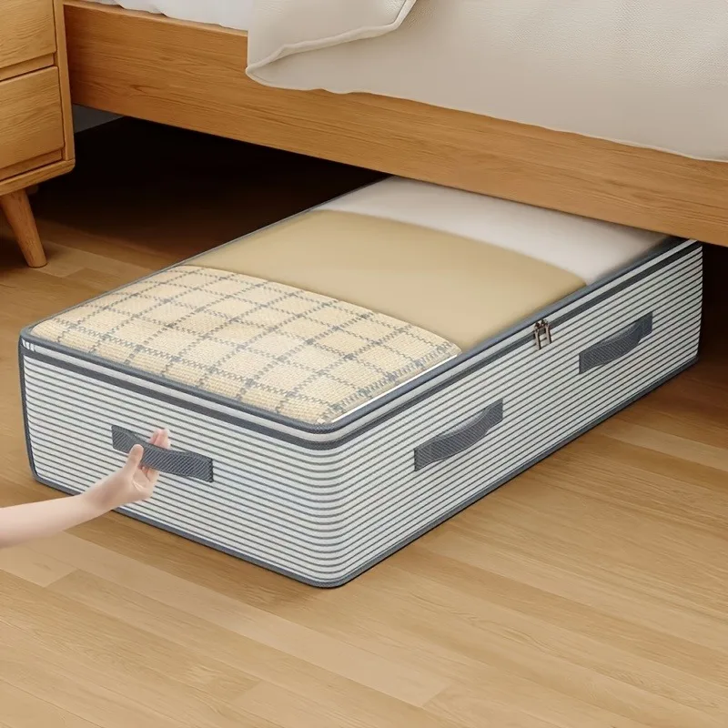 Large Storage Organizer, Heavy-Duty Non-Woven Clothing Box with Clear Window, Space-Saving Wardrobe & Under Bed Storage Bin