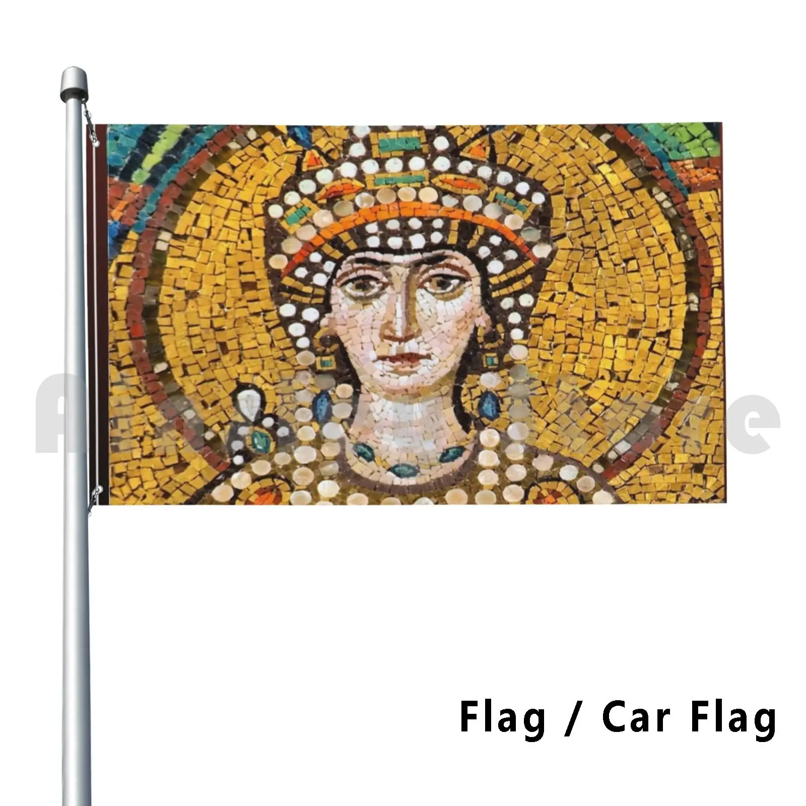 Theodora Outdoor Decor Flag Car Flag Emperor Justinian Portrait Mosaic Roman Byzantine Ravenna Italy