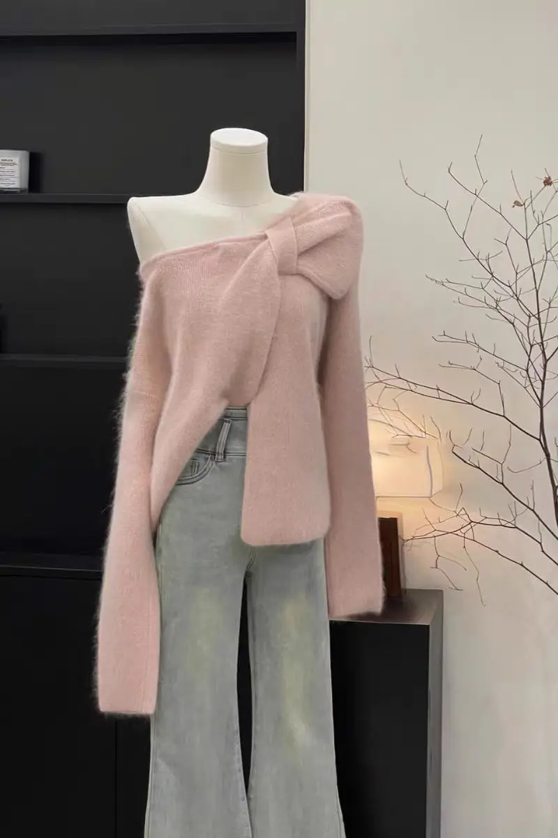 

Свитера Джемперы Пуловеры Женские Y2K Чистая обернутая подшивка Расслабленная шерстяная водолазка в стиле вестерн Вязаная кашемировая художественная современная BF