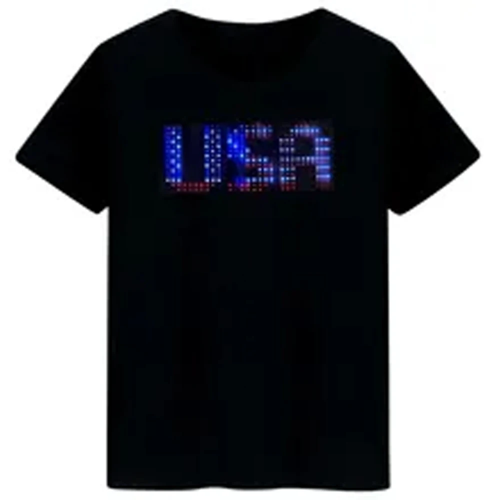 App Control Bluetooth Programmable Led T-shirt Dj LED Tshirt Built-in Battery Scrolling Text