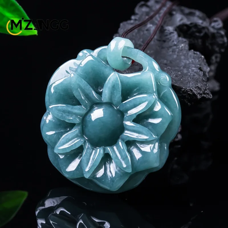 

Натуральный нефритовый кулон «Цветок Процветания» синего цвета, изысканное и стильное нефритовое ожерелье для мужчин и женщин, подарок на праздники