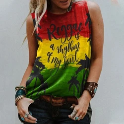 Reggae Is A Rhythm Of My Soul Tank Top Letter 3D Print Women Streetwear Oversized Vest Off Shoulder Sleeveless Woman Top Clothes