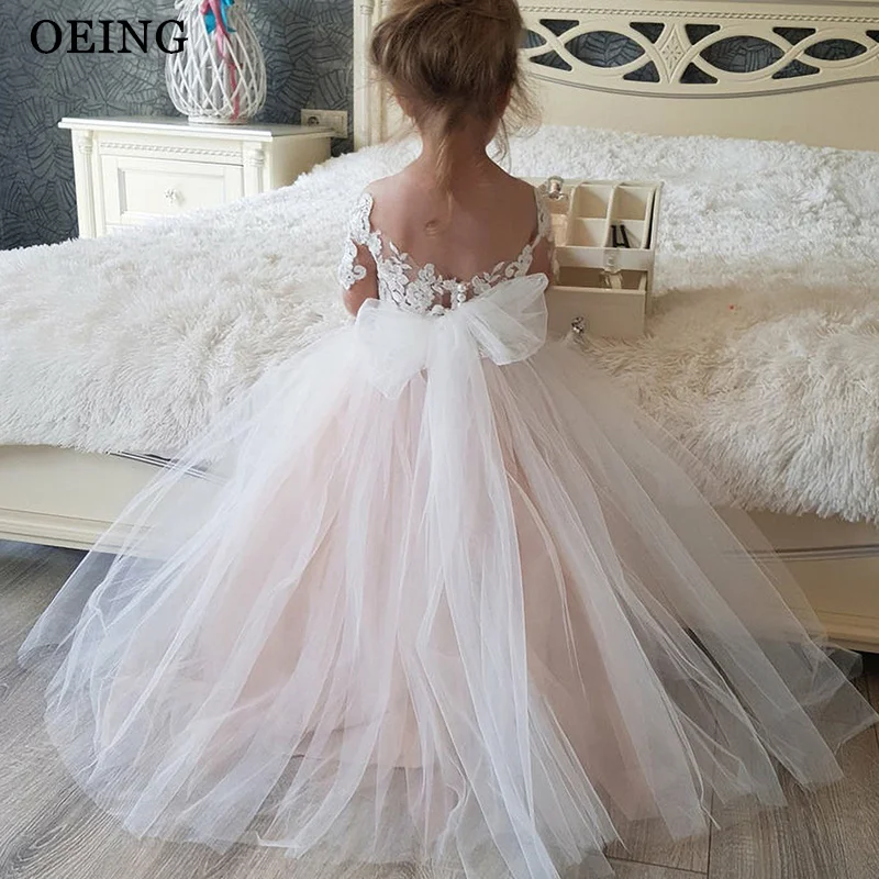 

OEING Luxury Ball Flower Girl Dresses Appliques Wedding Party Dress Draped A-Line Bows Princess Birthday Dress Customized